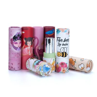 China Handmade Biodegradable Lip Balm Lift Up Lipstick Tube Cute Paper Packaging for sale