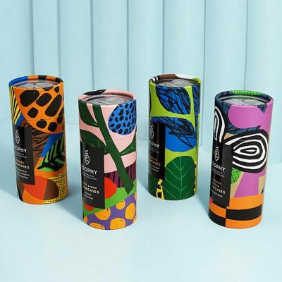 China Handmade Custom Kraft Cylinder Tubes Printed Paper Packaging Boxes Tea Bag Cookies Round Paper Tube for sale