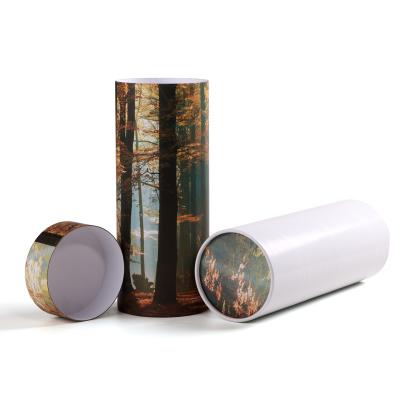 China Handmade Biodegradable Cylinder Paper Tube Ashes Box Rigid Kraft Cardboard For Dog Pet Urns Ashes for sale