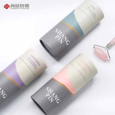 China Custom Natural Factory Rose Face Beauty Jade Roller Gua Sha Box Cylinder Packaging for sale