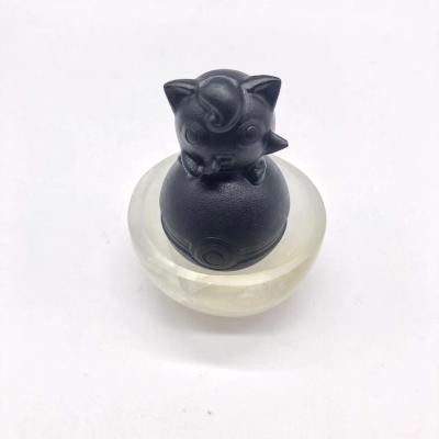 China Wholesale Natural Crystal Feng Shui Polishing Hand Carved Healing Gemstone Obsidian Gigglypuff Carvings For Fengshui Decoration for sale