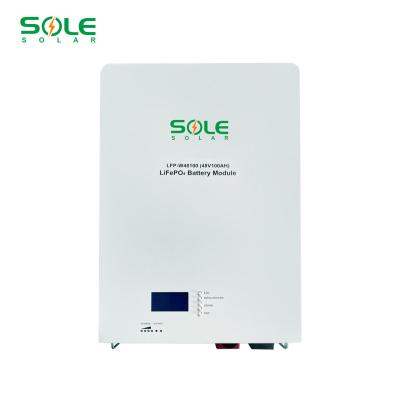 China Longer Cycle Life LiFePO4 Lithium Ion Battery Wall Mounted Solar Battery 48V 51.2v 100AH ​​For Solar Storage System for sale