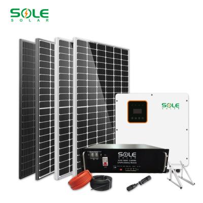 China 5000W 5kw 5kwh Solar System Lifepo4 Battery Home Hybrid Mppt Solar Cell All-in-one System for sale