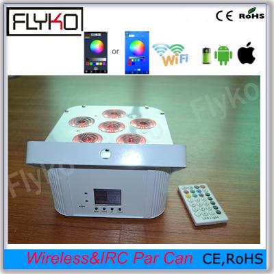 China Phone App Control Wifi Control Led Battery Par Light RGBWA UV Wedding Party 6in1 Lights 12.5x10.7x5.8cm for sale