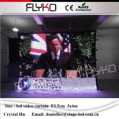 China Indoor And Outdoor Backdrop Play A Led Tv Program Spacing Curtain P3.5cm 3x4m LED Video Curtain for sale