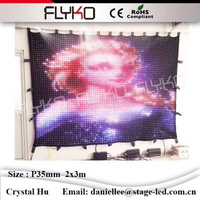 China Indoor Use Porcelain Indoor Video P35mm 2m*3m Cartoon Led Curtain for sale