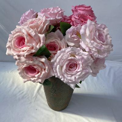 China Big 5 Durable Rose Flowers Bouquet Wedding Decoration Artificial Main Rose for sale