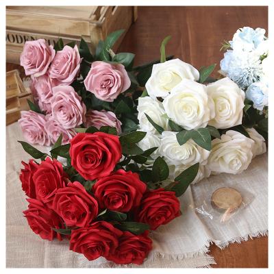 China Real 10 Natural High Quality Durable Rose Flowers Artificial Decorative Main Red for sale