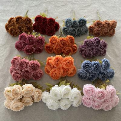 China Durable Faux Silk Flower Bouquets Wedding Decoration Artificial Rose Peony Flower for sale