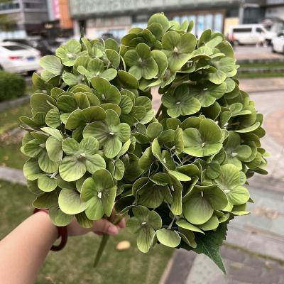 China Wholesale 3D Real Touch Long Lasting Green Hydrangea Flower Artificial Bouquets for sale