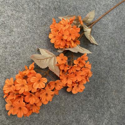 China Durable Wholesale Orange Flower Siyea Hydrangea Artificial Flowers for sale