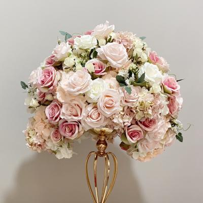 China New Hot Durable Artificial Flower Centerpieces Hall Dining Table Flower Ball Wedding Stage Show Decoration for sale