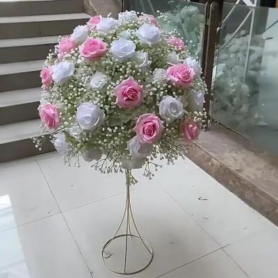 China Durable Colorful Babysbreath Rose Centerpiece Flower Ball For Wedding Table Decoration for sale