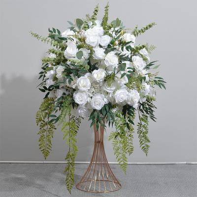 China Flower Long Lasting Wedding Centerpiece 70cm Tall Greenry Rose Flower Ball for sale