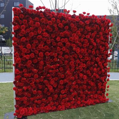 China Durable Custom Red Flower Rose Wall Flower Panel Backdrop for Wedding Decoration for sale