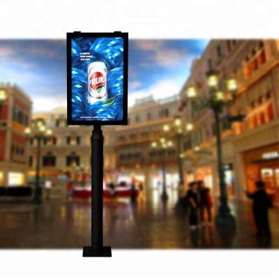 China Custom Outdoor Street Street Illuminated Advertising Poster Display With Pole Column Light Box for sale