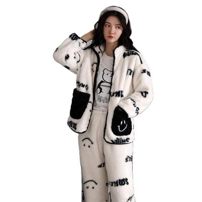 China QUICK DRY Top Picks 2 Piece Pajamas Lounge Wear Fluffy Coat Sleep Pajamas For Winter for sale