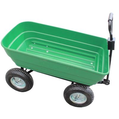 China Moving Objects Garden Dump Cart Plastic Garden Tilting Trolley Garden Utility Cart for sale