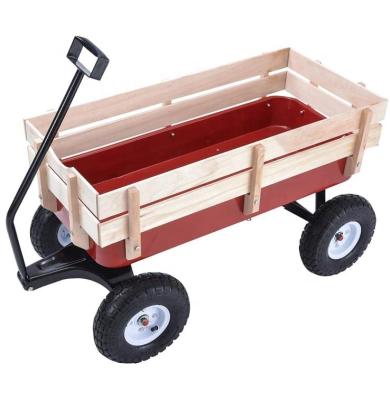 China Durable Garden Cart And Cart With Wheels, Steel Wood Sides Fencing Heavy Duty 330 Lbs Capacity for sale