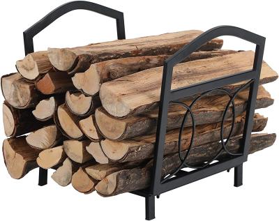 China Firewood Storage Firewood Log Small Stretch Decorative Wooden Storage Rack Circle Design Indoor/Outdoor Steel Wood Log Rack for sale