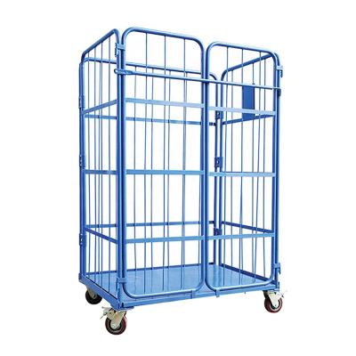 China Foldable Heavy Duty Industry Warehouse Steel Storage Roll Container Logistics Transport Roll Cage for sale