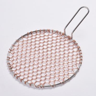 China Easily Cleaned HIGH QUALITY Round shape Copper barbecue wire mesh for garden baking 295/330 hand-made copper bbq mesh for sale