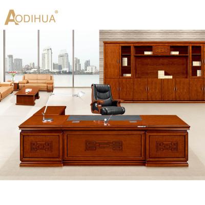 China Modern Executive Antique Wood Round Office Furniture Extendable Edge Boss Table Round Desk for sale