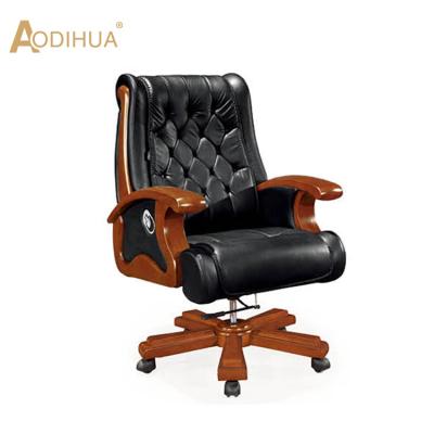 China Other Traditional Wood Base OEM Leather Executive Office Chair for sale