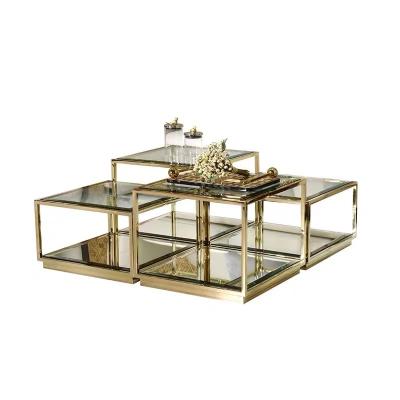 China High fashion stainless steel living room coffee table extendable furniture in gold or silver for sale