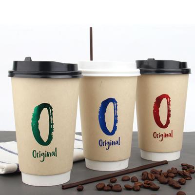 China Custom Logo All Disposable Wall 8oz 12oz 16oz Coffee Paper Coffee Mug Minimalist Hot Black Double Cup for sale