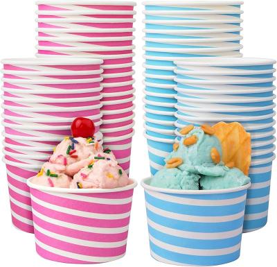 China Home.Restaurant.Bar.Hotel.Wedding Ice Cream Sundae Cups - Dessert Paper Bowls and Disposable Party Supplies Cups Pink and Blue (Stripe) for sale