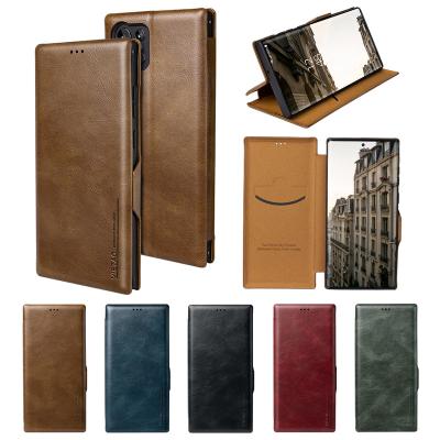 China Hot Selling Shockproof PC Back Cover Leather Flip Cover Cell Phone Case For Samsung Note 10 8 9 plus s8 s9 for sale