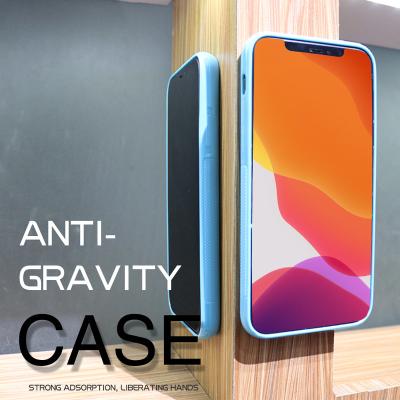 China Wholesale Custom Protective Logo Cover With Dustproof Sheet Anti-use Nano-suction Technology Protective Sticky Blue Color Gravity Phone Case For iphone 11 pro max for sale