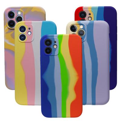 China Wholesale Colorful Anti-drop factory price silicone rainbow cell phone case with logo or custom logo microfiber lining cell phone cover for sale