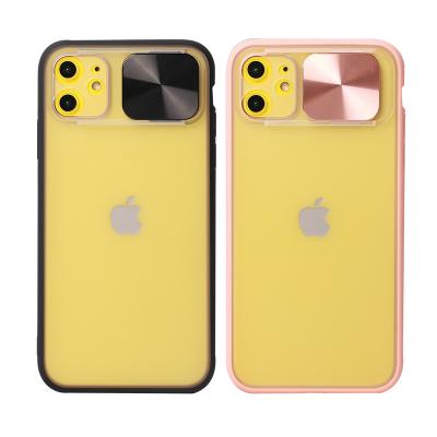 China Matte Pc Back Camera Shield Mobile Phone Slide Case For iphone 11 pro x Case With Slide Lens Cover Protect for sale