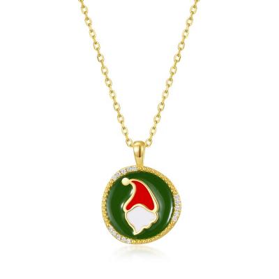 China New FASHIONABLE Tasty Gold Plated Christmas Gifts Women's Fashion Women's Silver Enamel Santa Claus Pendant S925 Pendant for sale