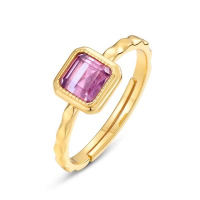 China Nickel Free 925 Sterling Silver Wholesale Fashionable Gemstone Wedding Engagement Square Ring Amethyst Adjustable Ring for sale