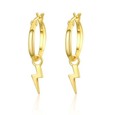 China Nickel Free Fine 925 Silver Huggie Hoop Earrings Gold Plating Lightning Bolt Huggie Earrings For Women Jewelry for sale