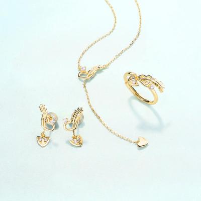 China Nickel Free Fashion Women Gold Plated Arrow Heart 925 Sterling Silver Jewelry Set for sale