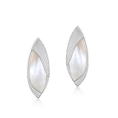 China Fashionable New Arrival Jewelry Earrings Women Nickel Free 925 Sterling Silver White Big Stone Shell Earrings for sale