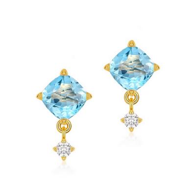 China Nickel Free Silver Natural Topaz 5A CZ Stud Earrings S925 Gold Plating Jewelry Drop Earrings Women Fashion for sale