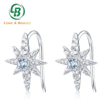 China Nickel Plated Sterling Silver Topaz Star Shaped Pierced Earrings Free Design Jewelry for sale