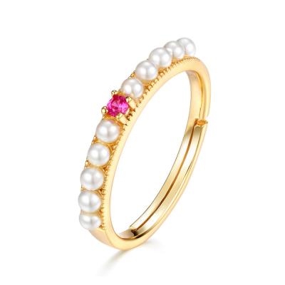 China Nickel Free Elegant Wedding Red Corundum Rings For Women 925 Sterling Silver Jewelry Gold Color Luxury Rings for sale