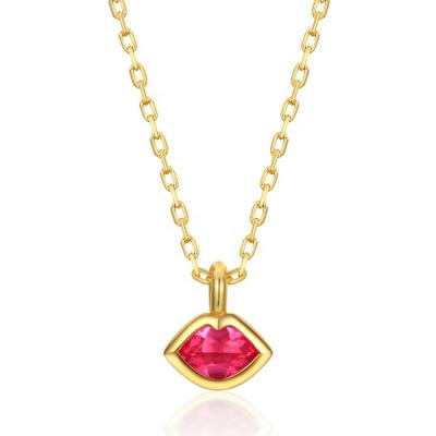 China Vantage Amber Women Trendy Necklace Jewelry Luxury Lip Shape Pendant Necklaces For Gifts for sale