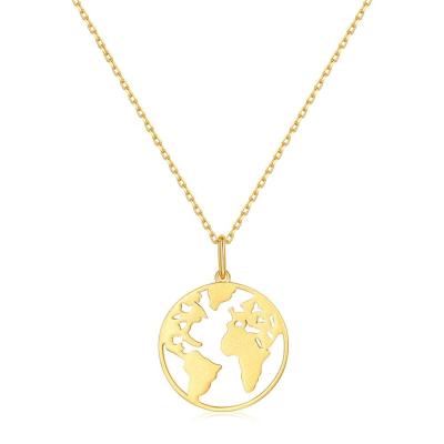 China FASHIONABLE Minimalist Travel Jewelry 925 Sterling Silver Globe Earth World Map Necklace for sale