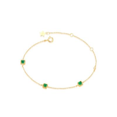 China FASHIONABLE Simple Style Women Green Nano Zircon Sterling Silver Chain Bracelet for sale