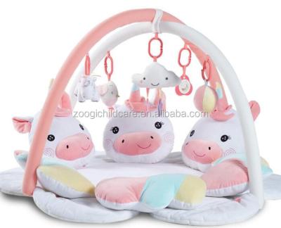 China Safety Baby Play Blanket 3-in-1 Baby Fitness Cushion Round Baby Fitness Blanket Play Mat for sale