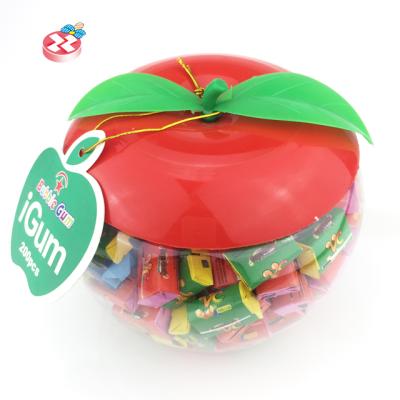 China Halal Apple Bottle Bubble Gum For Kid Chewing Gum With Tattoo Xz009 for sale