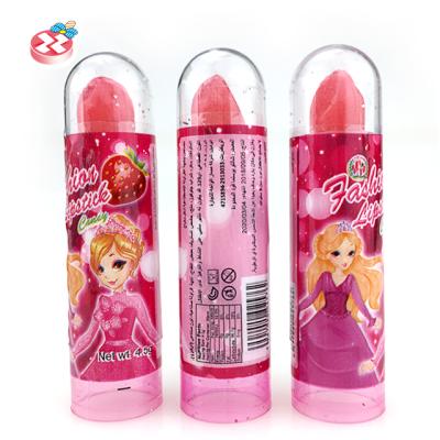 China Hot Selling Colorful Glucose Fruit Flavor Magic Lipstick Lollipop Hard Candy for sale