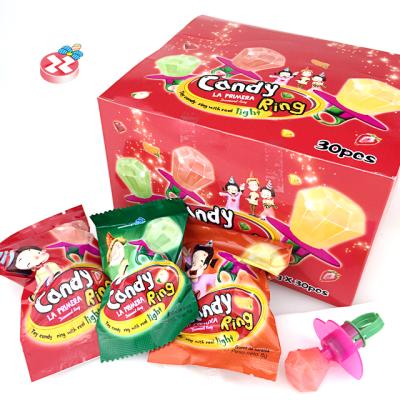 China Normal Wholesale Ring Toy Candy Lighting Diamond Ring Hard Pop Candy for sale